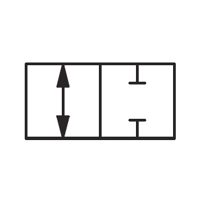 Símbolo hidráulico de válvula de control direccional de 2 vías y 2 posiciones